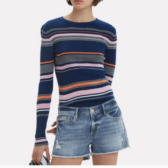 Frame Denim Tops - Frame Striped Rib-Knit Top